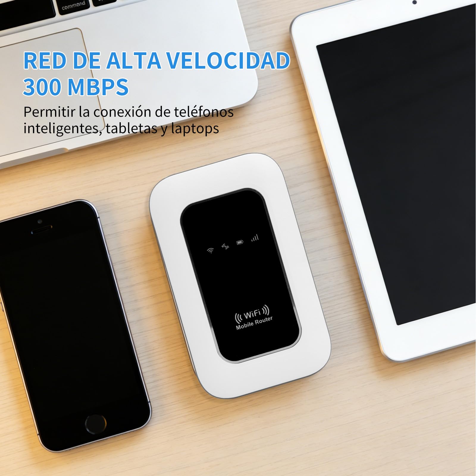 Router Móvil 4G+ WiFi 6 – Módem Portátil con Tarjeta SIM Libre, Velocidad de Banda Ancha 300 Mbps, Comparte Internet con 32 Dispositivos, Viajar y Trabajo Remoto - 5