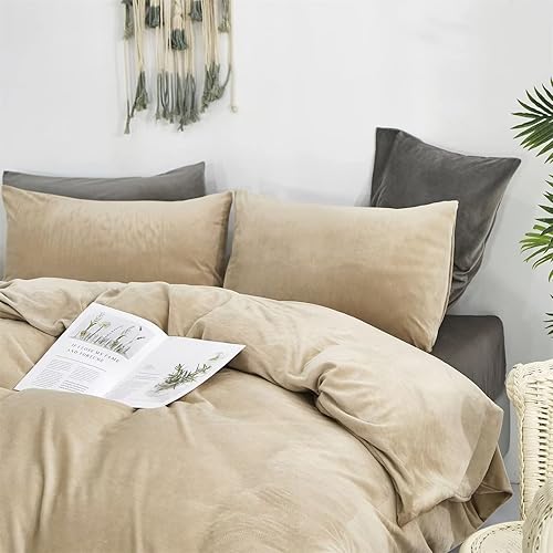 Miniatura 10 de Houseri Juego de edredón de terciopelo naranja quemado, tamaño California King, juego de ropa de cama esponjoso de color óxido de terracota,