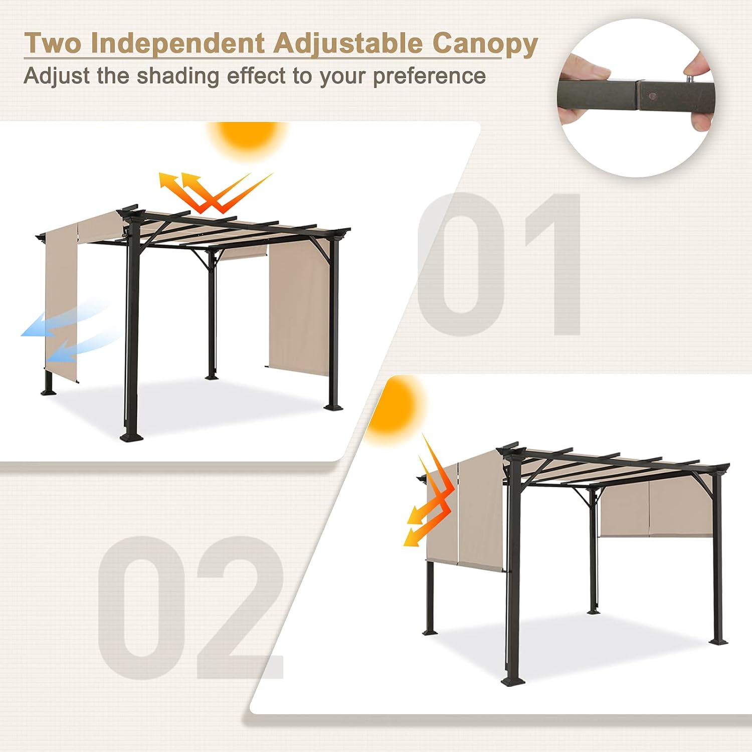 Two independent adjustable canopies