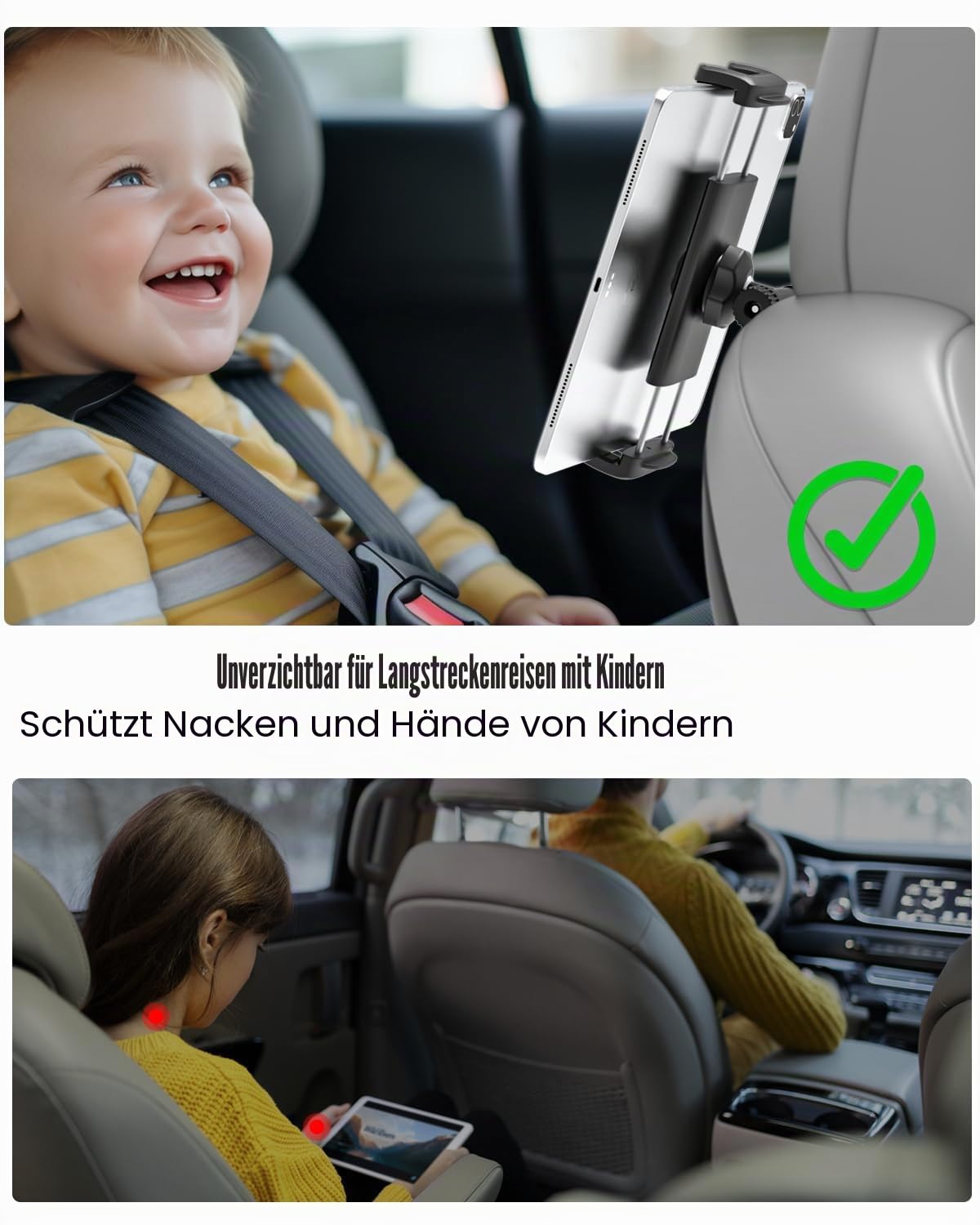 [Passgenau] Tablet Halterung für Tesla Model 3/Y, Rücksitz iPad Halter Auto, 360° Handyhalterung, Tesla Zubehör für iPad Pro 12.9/11, Air, Mini, Galaxy Tab, iPhone