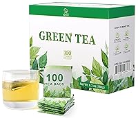 Vista 15 de Soeos - Té verde orgánico, 100 bolsitas de té (paquete de 1), con cafeína, bajo en cafeína, té verde fresco y saludable, 178.5 gramos