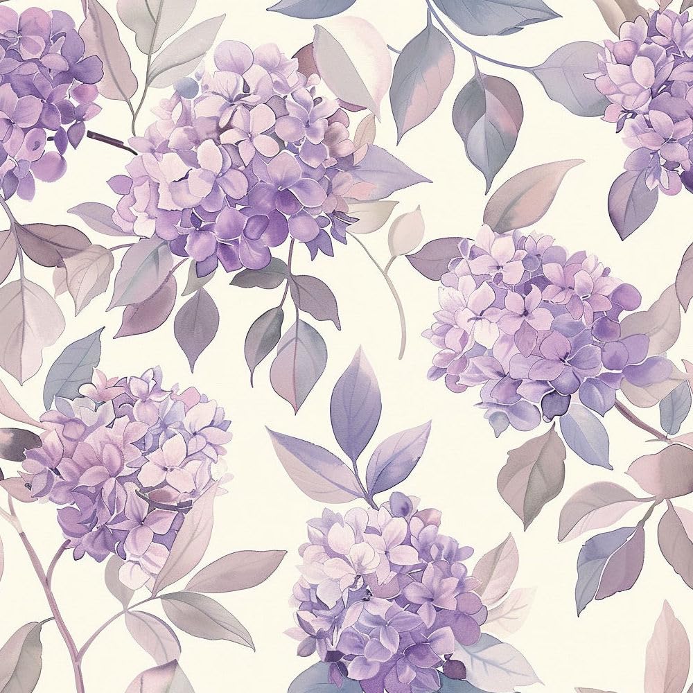 JIAOQSS Peel and Stick Wallpaper Watercolor Purple Flowers Self Adhesive Wallpaper Removable Stick on Wallpaper Thicken Living Room Bedroom Decorative