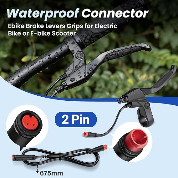 2 Pin Male Ebike Brake Levers with Extension Line, 1 Pair