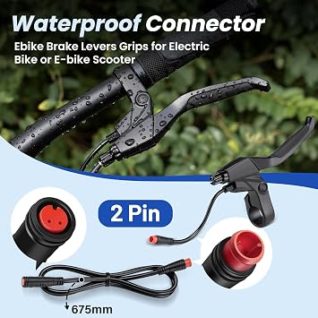 2 Pin Male Ebike Brake Levers with Extension Line, 1 Pair
