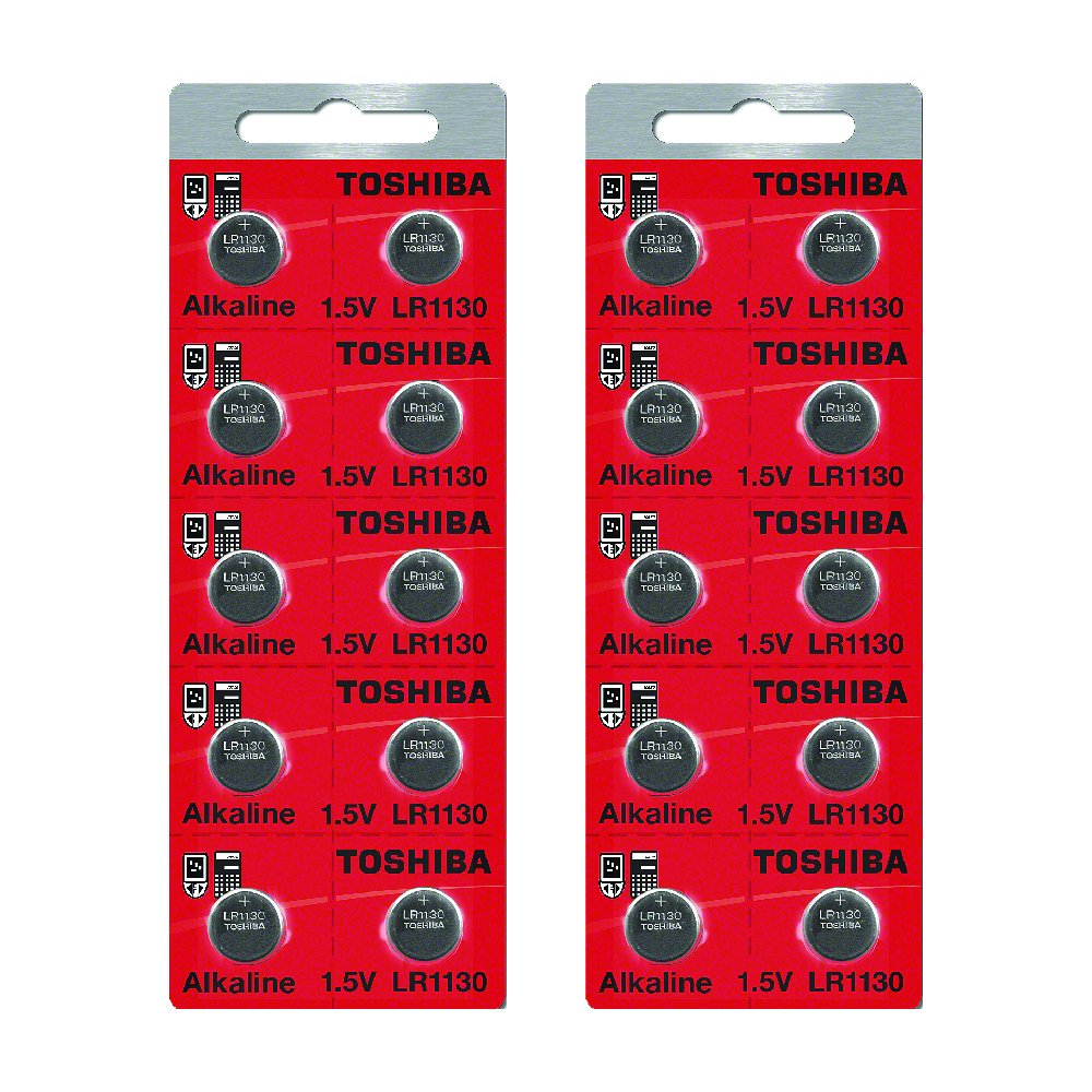 20 piles alcalines Toshiba LR1130 boutons rechargeables