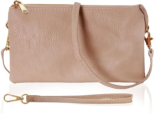Humble Chic bolsa pequeña de piel vegana, para usar cruzada o cartera con ajuste de pulsera, incluye hombro ajustable y correa para muñeca.
