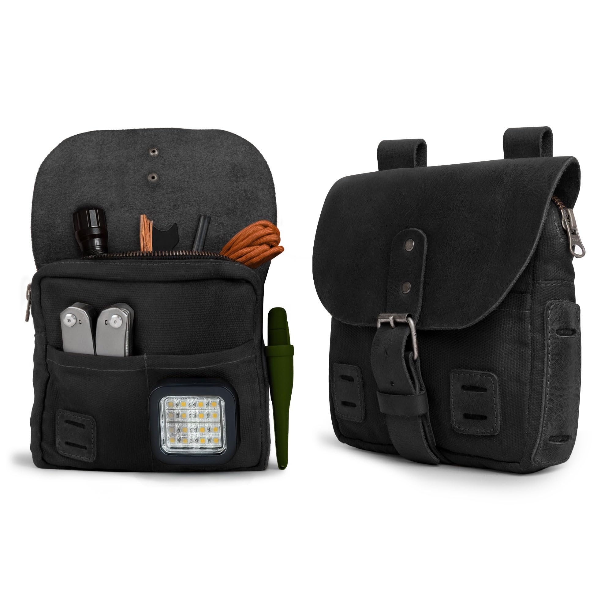 Hide & Drink, Survival Camping Pouch, Belt Loop, Rustic and Handy Tool Bag, Weather Resistant Outdoor Accessories, Traveling Essentials, Waxed Canvas, Handmade