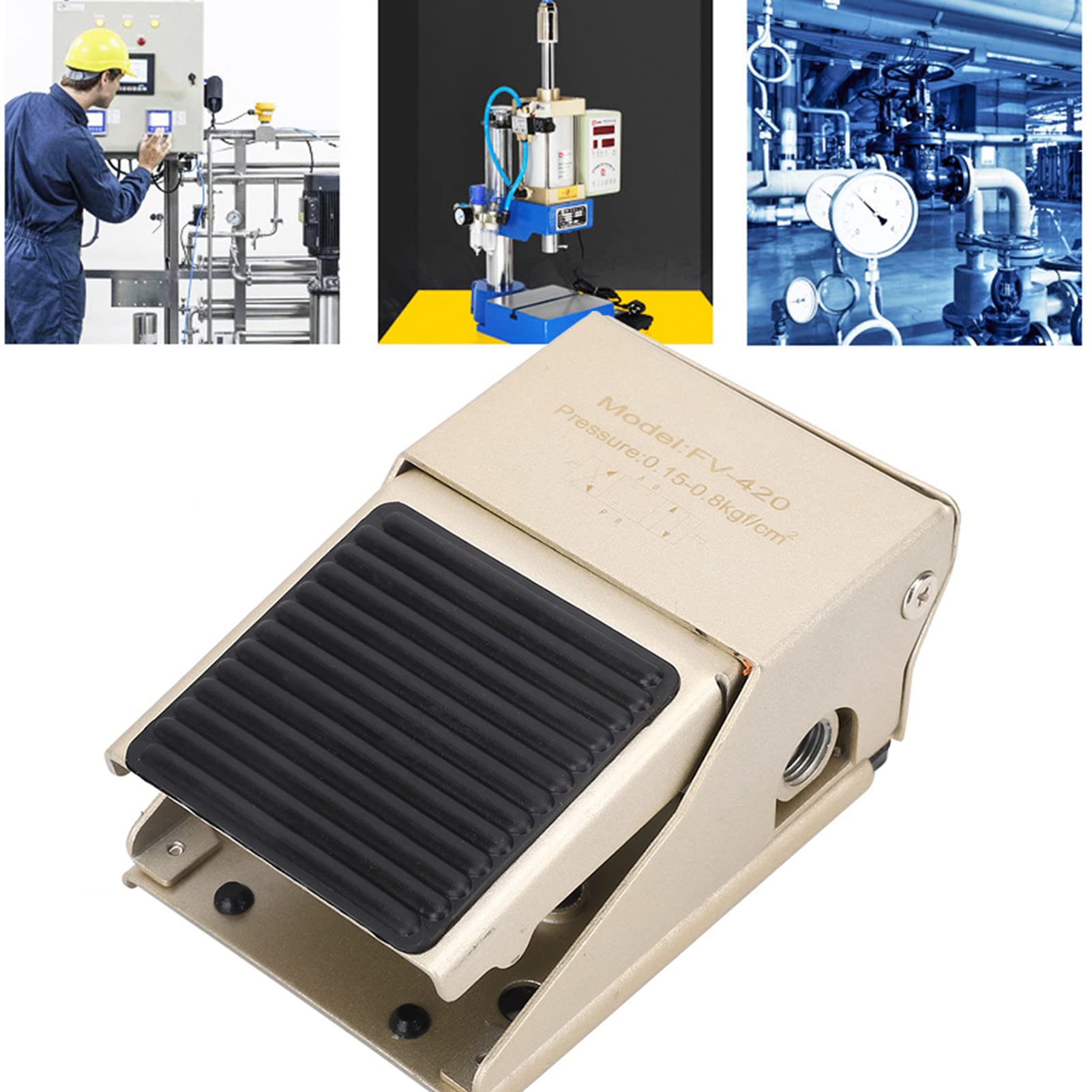 Pneumatic Foot Pedal Valve,Aluminum Alloy 2-Position 4-Way Foot Pressure Control Valve Switch FV420 0-0.8Mpa G1/4in Mechanical Power Transmission Automation Accessories