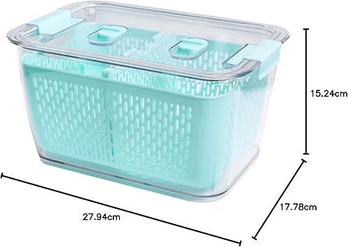 Miniatura 44 de Kitchen Spaces Organizador apilable de almacenamiento de alimentos de doble colador para refrigerador, congelador y despensa, 8.8 x 6.8 x 3.9 Verde