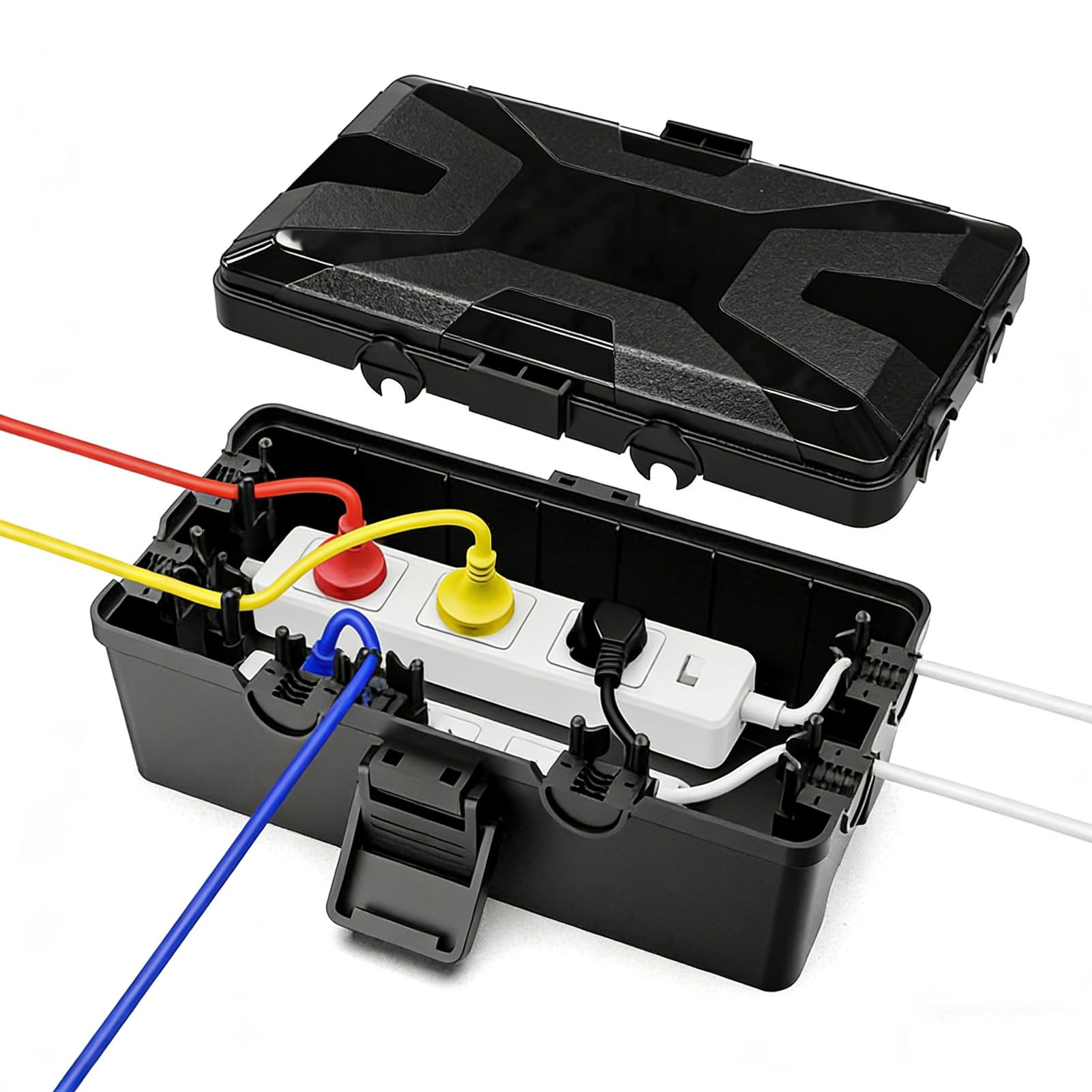 Waterproof Electrical Box, Outdoor Extension Lead Dribox 6 Cable Seal Entry 25x12x9.5cm Outside Connection Socket Plug Box Dry Box for Extension Leads,Plug,Timer,Power Strip