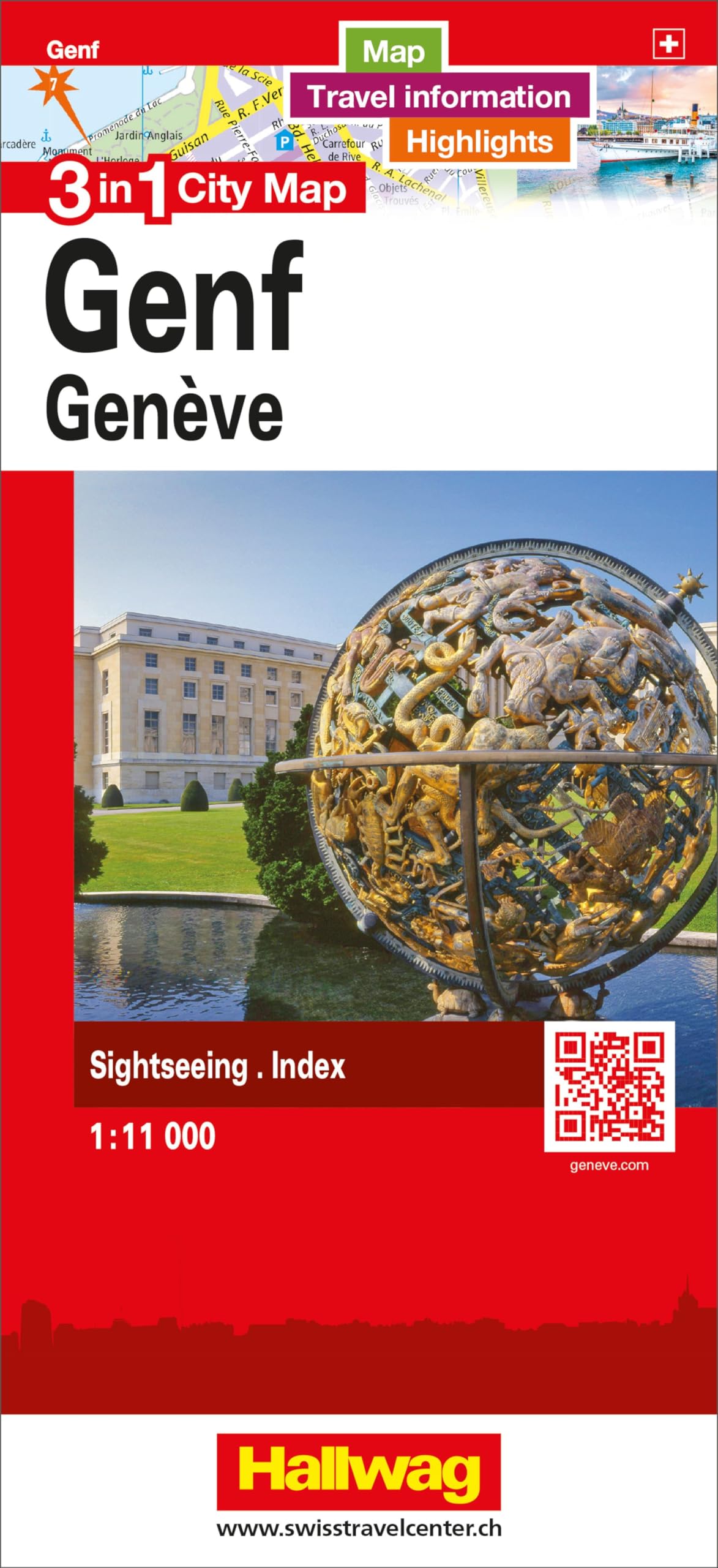 GENF - GENEVE 3 IN 1 CITY MAP: 3 in 1: Stadtplan, Reiseinformationen und Highlights!