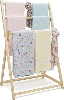 Wooden X-Frame Pine Towel Rack, 3-Tier Indoor Towel Stand, Natural