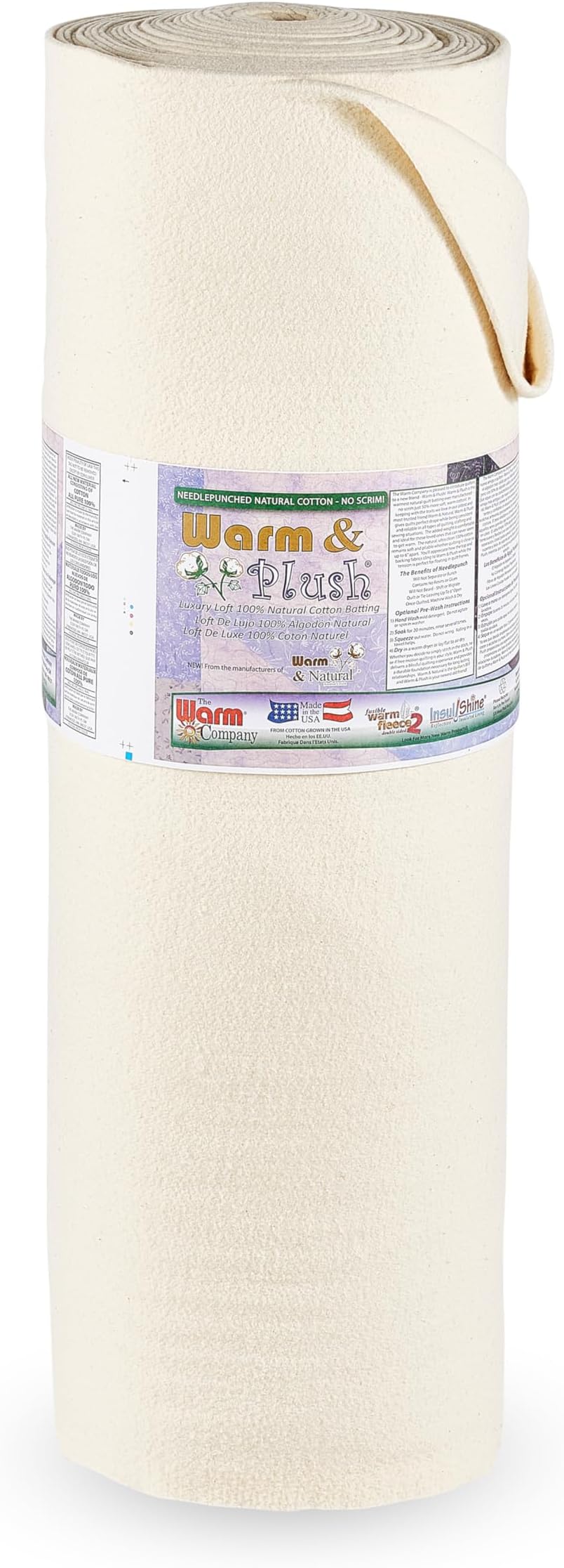 Warm & Plush Cotton Batting – 45" x 10 Yard Bolt, Extra Loft 100% Cotton Quilt Batting for Sewing & Quilting Projects