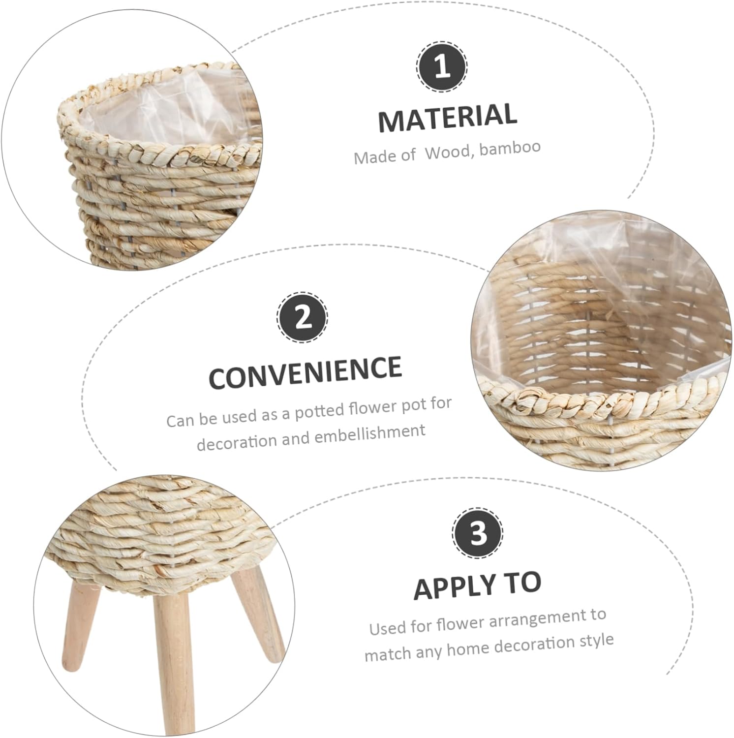 Floral Arranging Bamboo Flower Basket Woven Planter Wedding Flower Girl Basket Home Decor