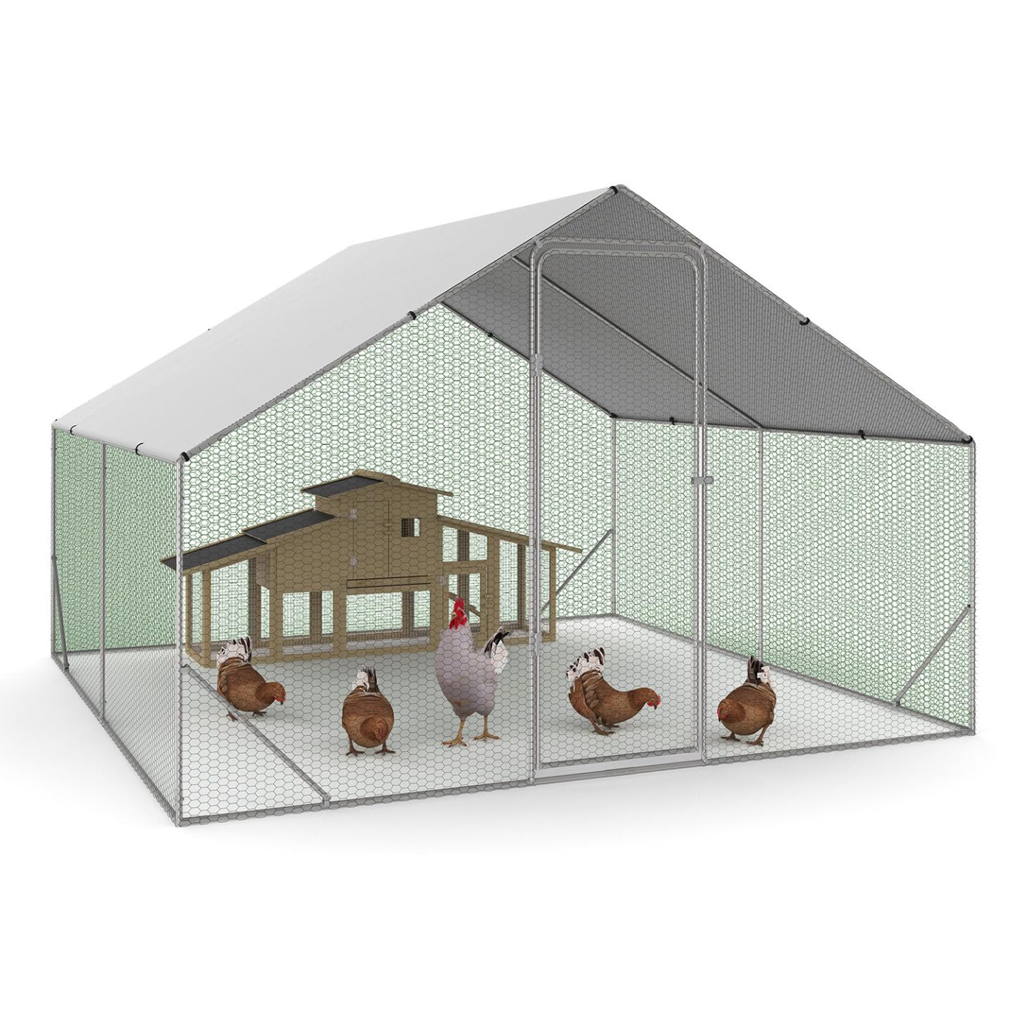 IDMarket - Enclos poulailler 9 m² Parc grillagé 3x3 M Acier galvanisé