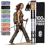100% Carbon Fiber Trekking Poles by USA Brand - Ultra Strong Lightweight Collapsible Hiking Poles with Cork and EVA Foam Grips & Quick Adjustable Flip Locks