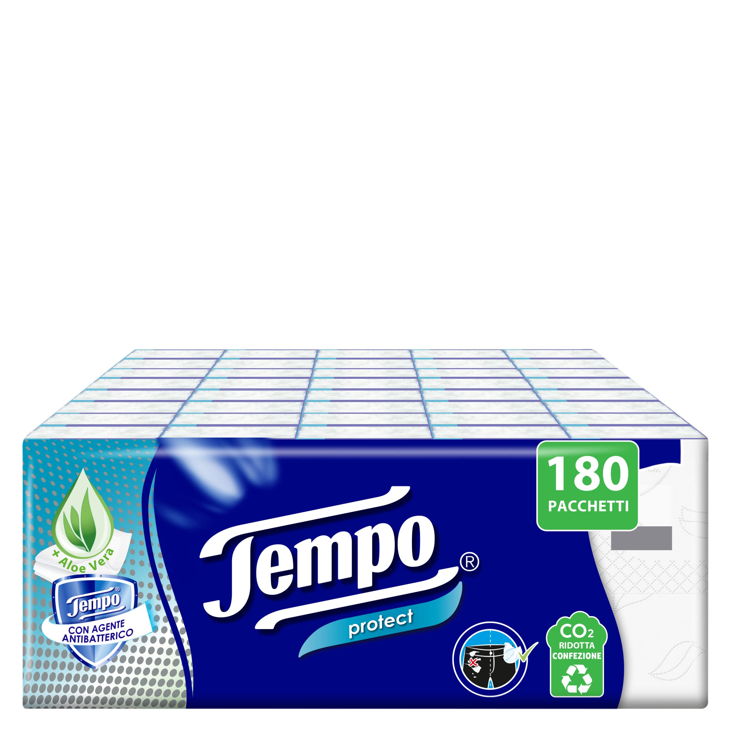 Tempo Fazzoletti Tascabili Protect - 180 Pacchetti Da 9 Fazzoletti - 5020 g