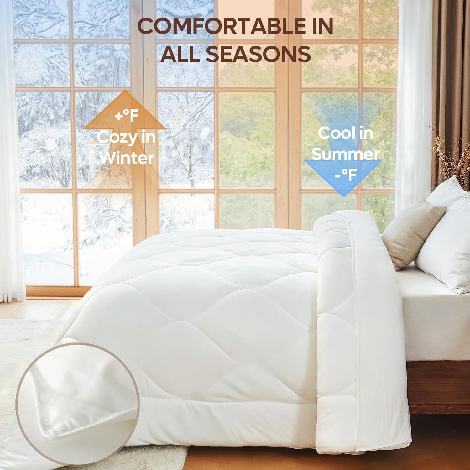 Bestier Luxury Comfy Comforter Hotel Level - Ultra Fluffy - Breathable Comforters King Size - Skin-Friendly Sorona® Comforters So Soft, Anti-clumping, All Season, Machine Washable - White, 104"x90"