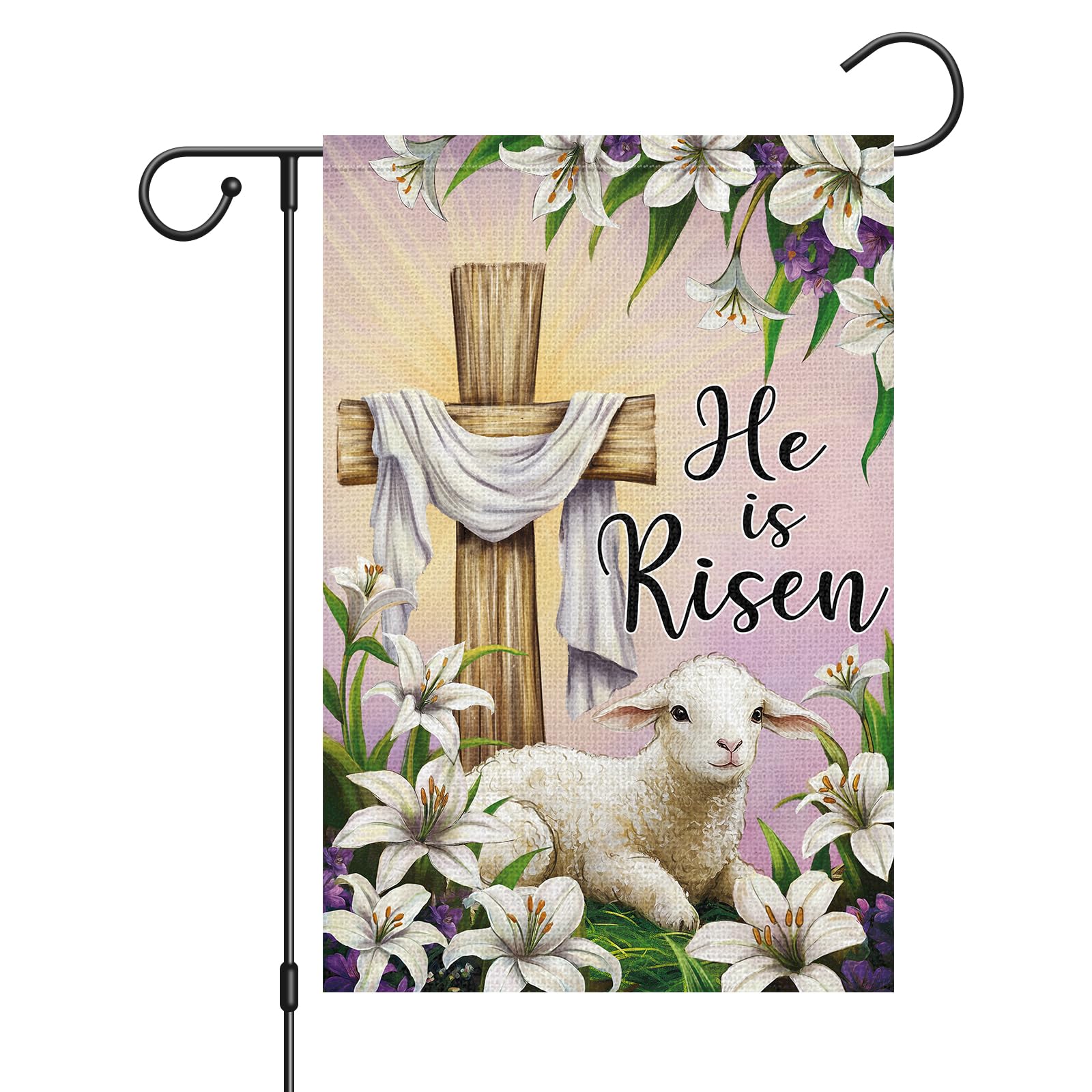 Oster-Gartenflagge 'He Is Risen' – Bunt, Doppelseitig & Wetterfest Für Balkon, Garten & Terrasse