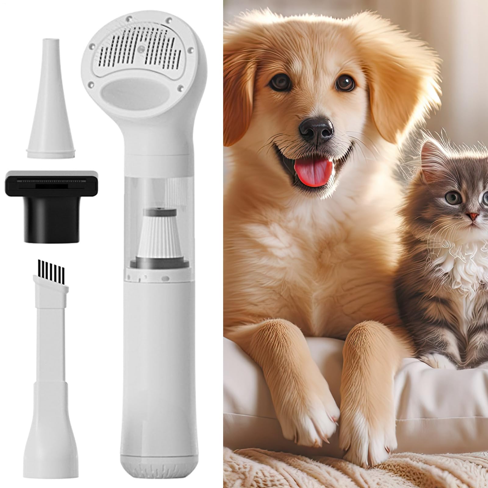 Kit aspirapolvere per toelettatura cani Senza Fili Silenzioso con Ugelli | Aspirapolvere Compatta per Auto per Uso Domestico Casa Cucina Appartamento Auto Veicolo Festa Lettiera Cibo Secc