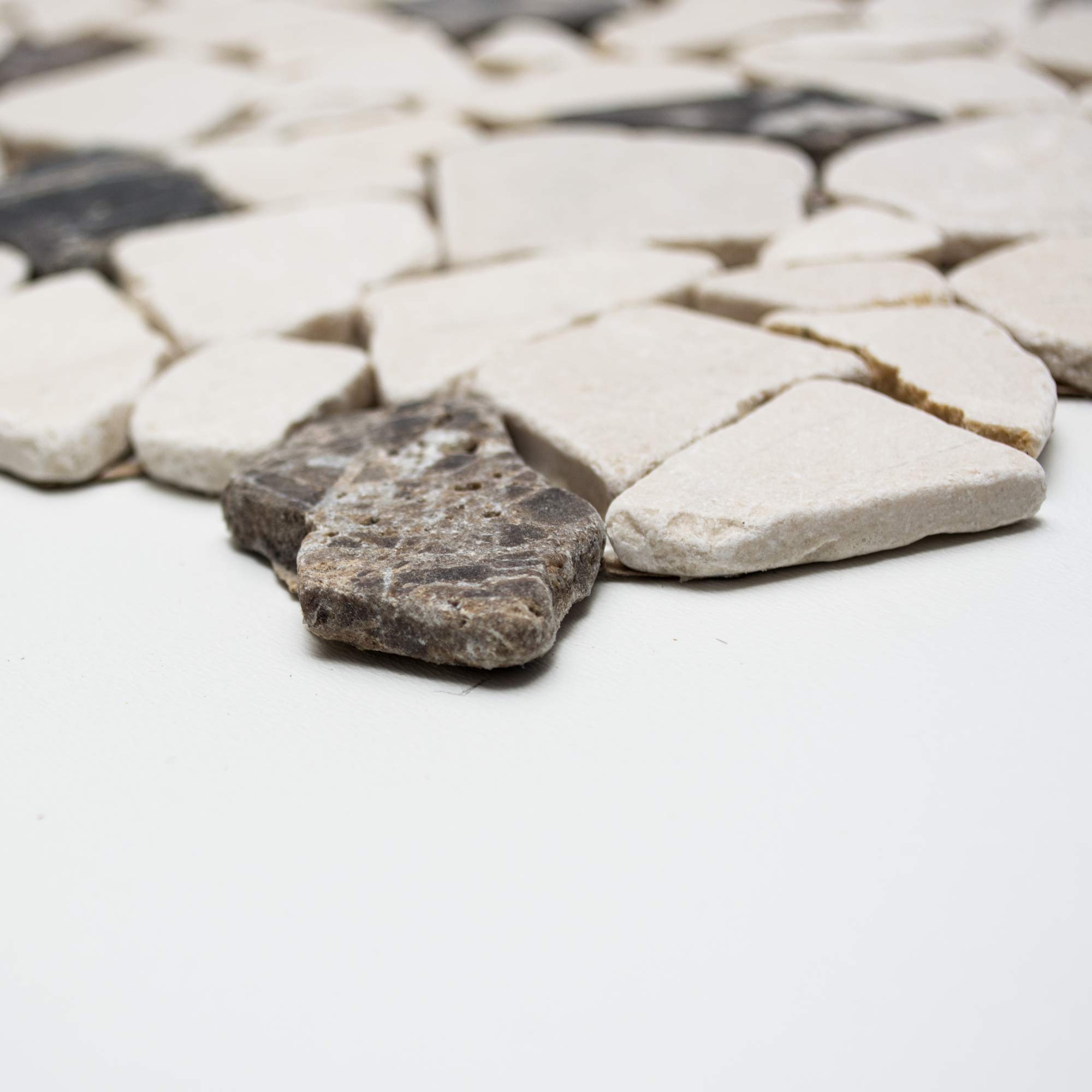 Piastrelle a mosaico in marmo naturale, beige, marrone, ciot CastanaoCream, per pavimenti, pareti, bagno, doccia, cucina, specchio, rivestimento, vasca da bagno, mosaico