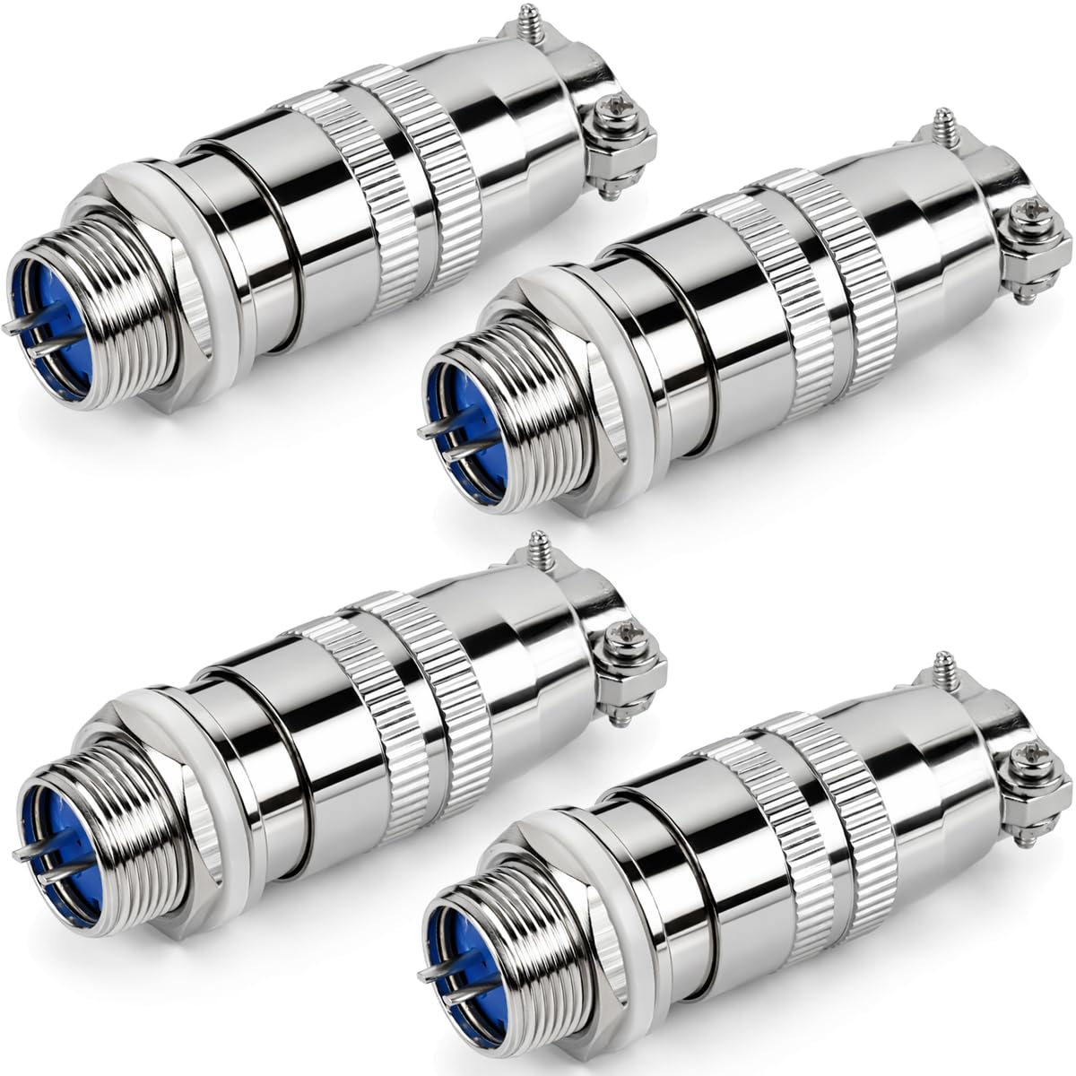 CLYXGS 4 Pack XS12 Aviation Plug Connector, 2 Pin 12mm Push-Pull Circular Connector, 6A 250V Quick Disconnect Wire Cable Male & Female Plug Socket Kit for Industrial, Automotive, and Marine