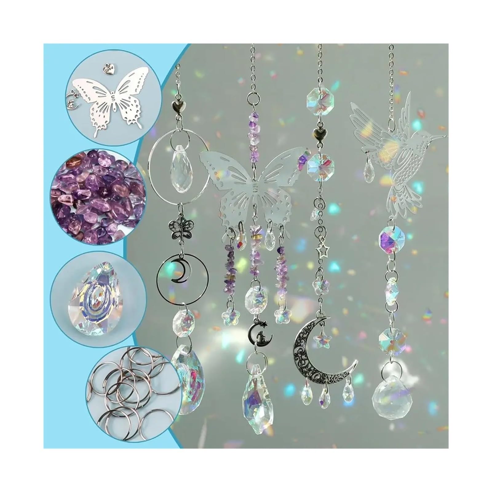 Kit de atrapasoles DIY 400 Piezas: Suministros Arte y Manualidades for Colgar prismas con Cristales, Ideal for decoración del hogar, Bodas Jardines para Los Aficionados Al Bricolaje