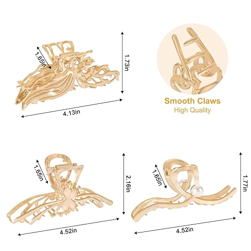 Miniatura 12 de LUKACY Paquete de 6 pinzas de metal grandes para el cabello, pinzas de pelo doradas grandes de 4 pulgadas, pinzas de pelo perfectas para mujeres