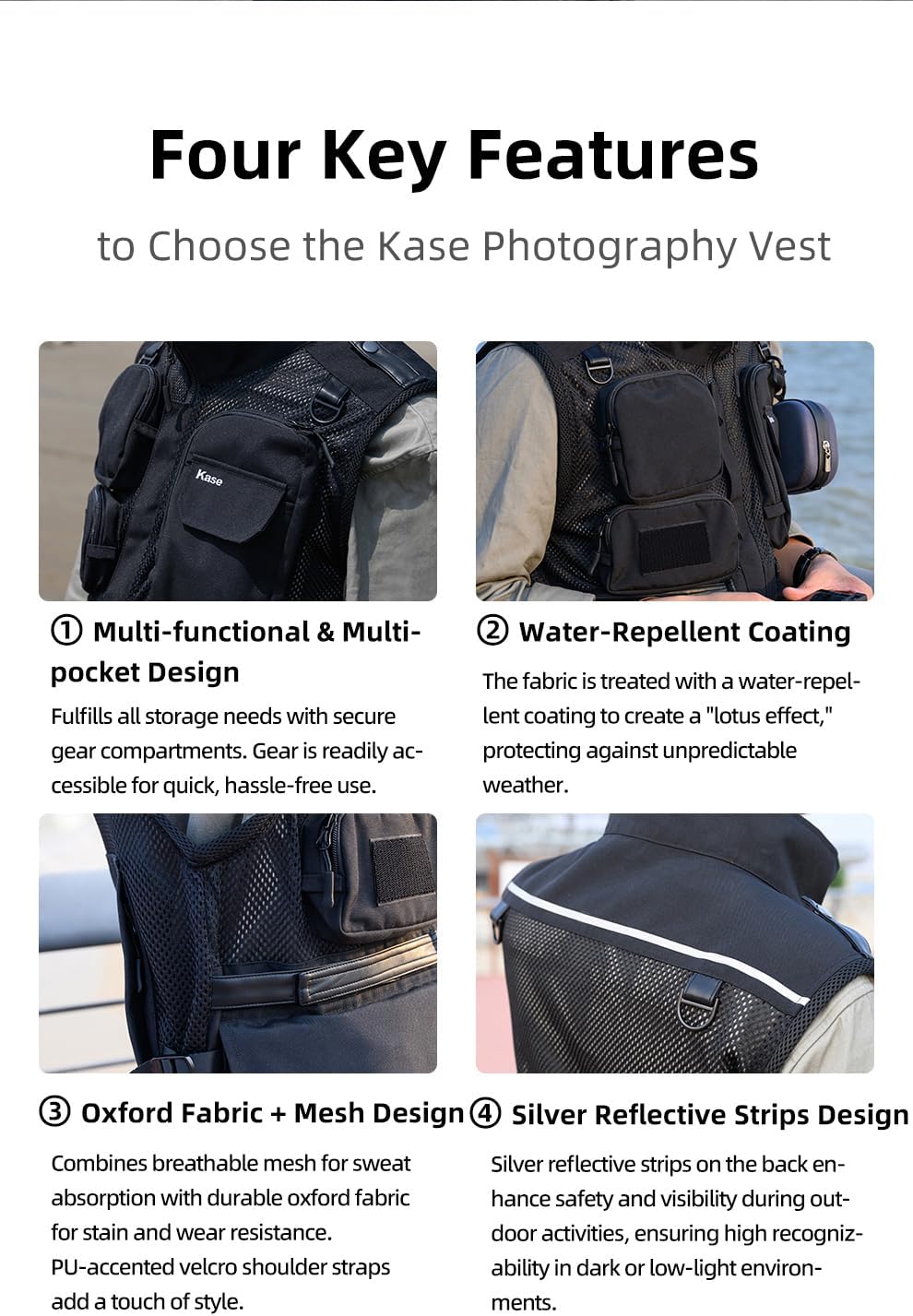 Kase Photo Vest Water Repellant Reflective 2XL