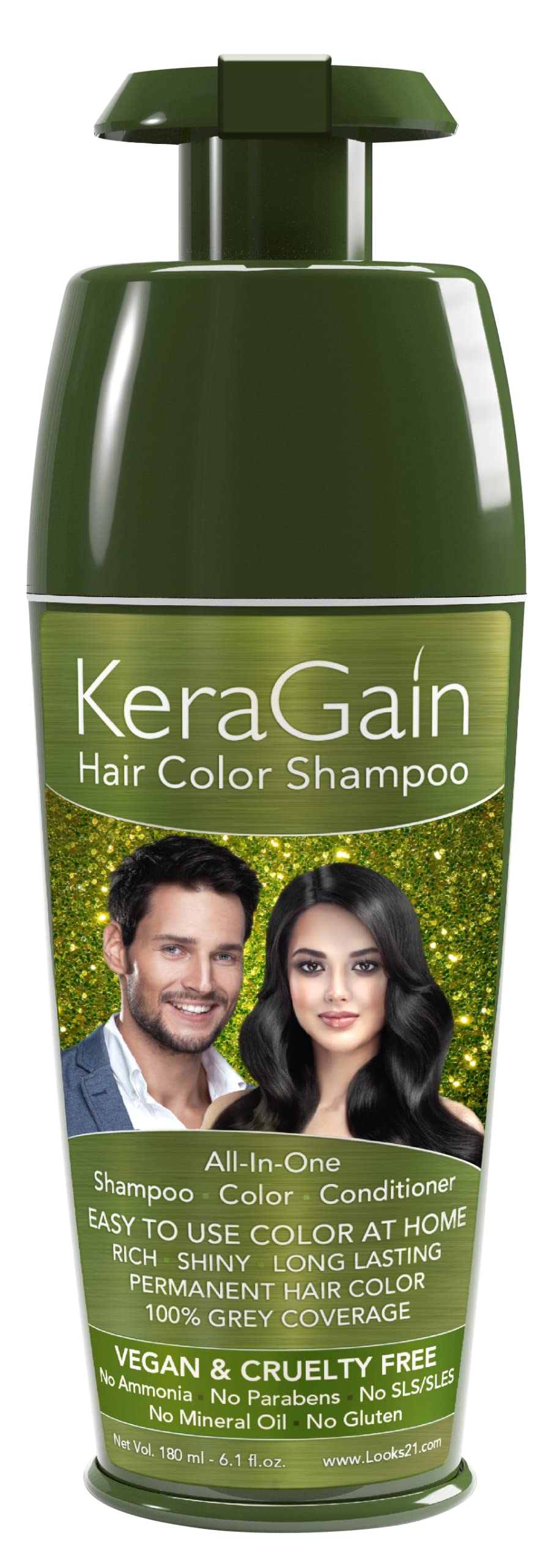 Buy Looks21 Kera Gain Hair Colour Shampoo (Darkest Brown, 180ml) Do