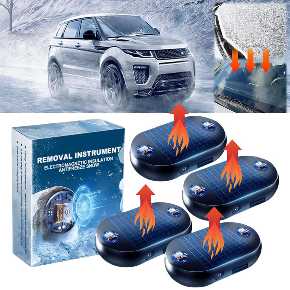 4PCs Electromagnetic Snow Melter,Cordless Electromagnetic Wave Anti Freezing and Snow Removal...