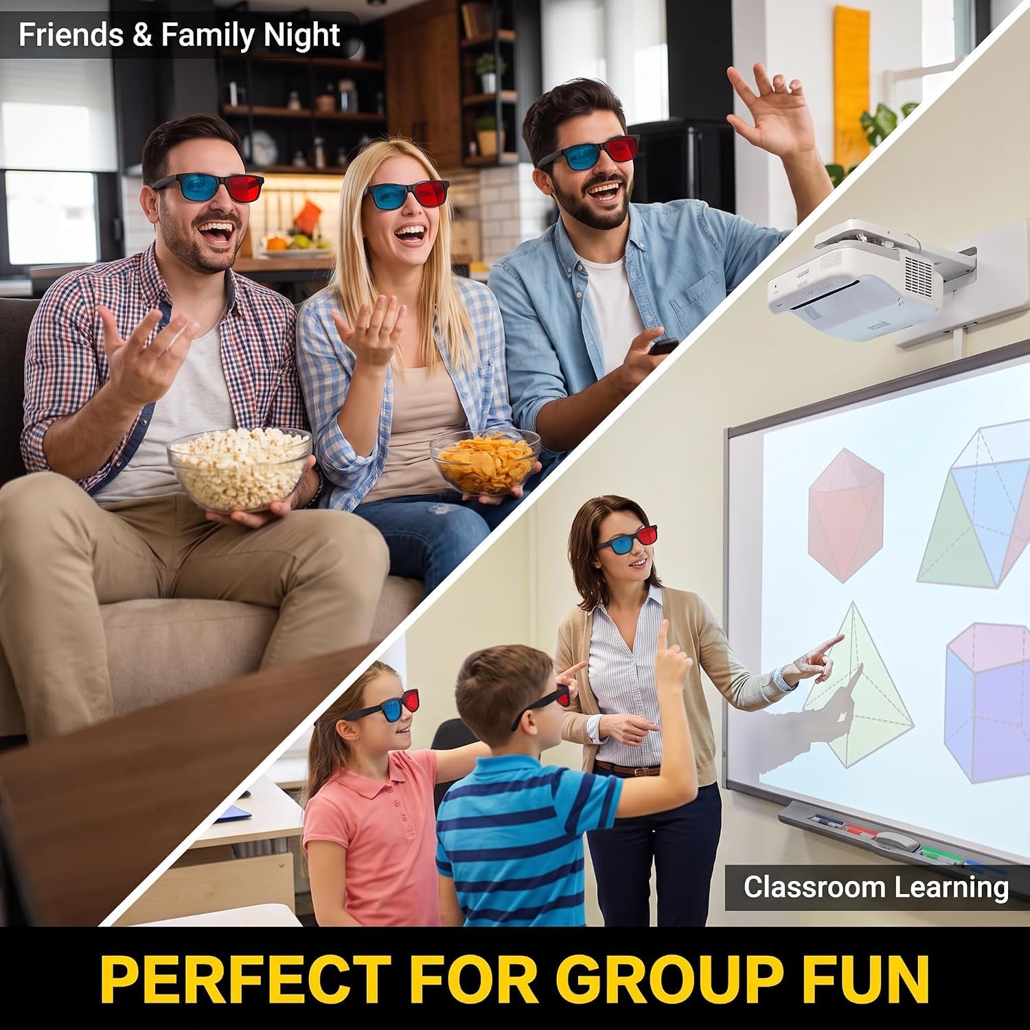 3D-Brille, 3D-Brille, 3D-Brille, universeller TV-Filmrahmen, 3D-Brille, DVD-Spielglas, 3D-Stil, leichtes Design, Fernseher und Video, Zubehör, Rot und Blau, 2 Stück