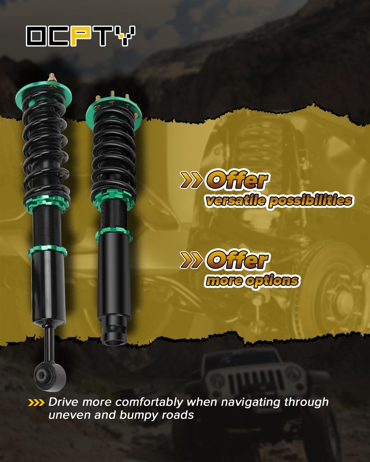 OCPTY Coilovers Suspension Lowering Kit Adjustable Full Coil Springs Struts Shock fit for 2004-2008 for Acura TSX /2003-2007 for Honda for Accord - Green