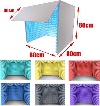 WORDFUN Microphone Isolation Booth Cube, Portable Sound Booth, Vocal Recording Booth, Home Studio Booth, Desktop Soundproof Cover, Suitable for Studio, Blog, Vocal Use