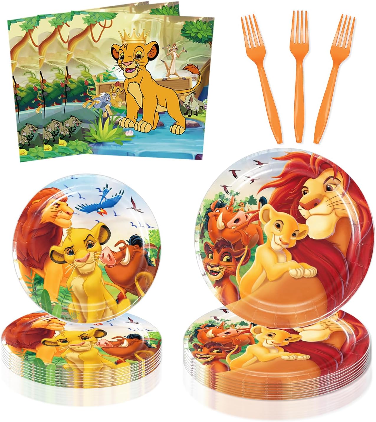 80 Pcs Lion King Party Supplies Disposable Tableware Include Plates,Cupsand Napkins for Girls and Boys Lion King Party Decoration (Serves 20)
