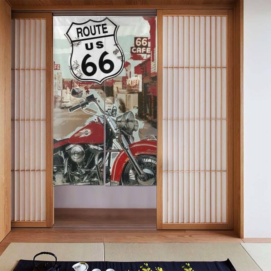 アンティーク暖簾 Amazon｜西海岸 アメ車 ルート66 車庫 クラシック のれん