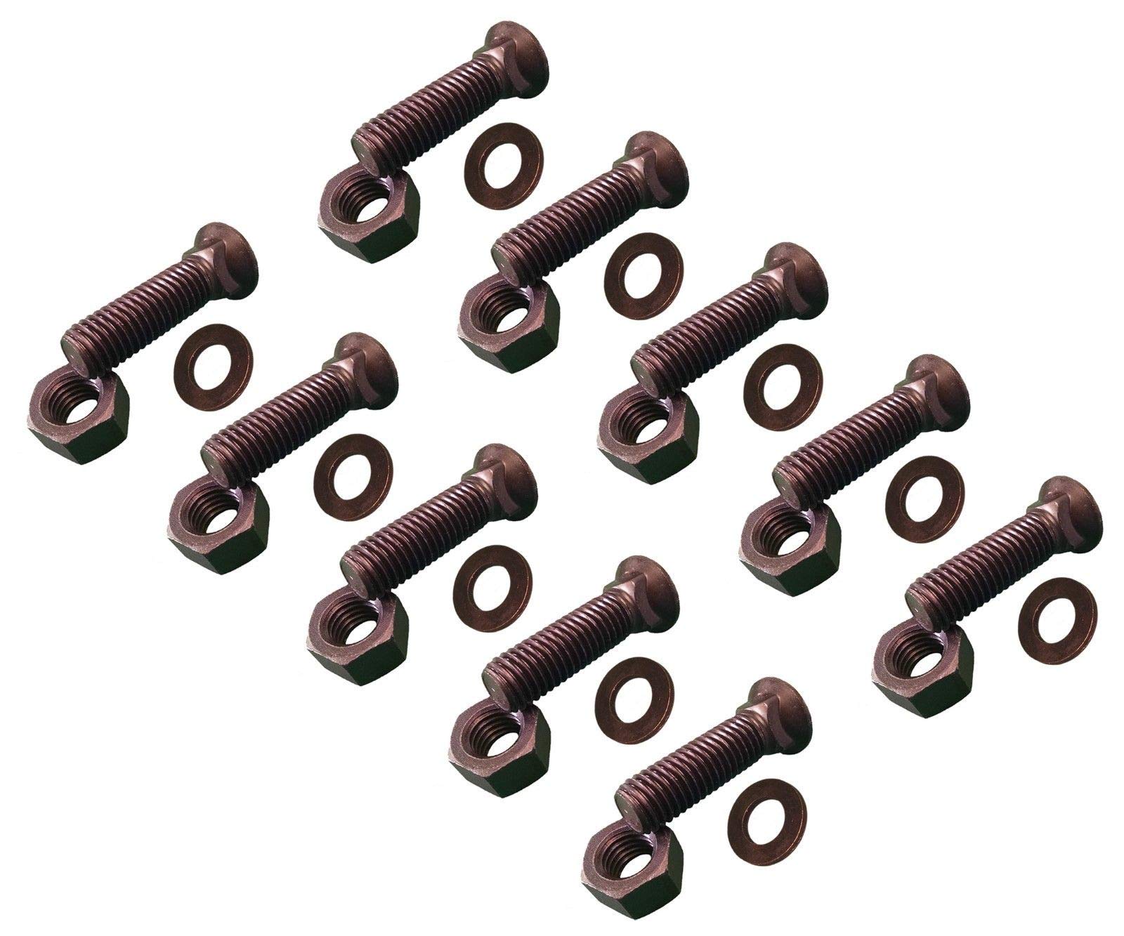 10 -Plow Bolt, Nut, washer Blades/Cutting Edge, 5/8-11x2 1/2 -Grade 8, Dome Head