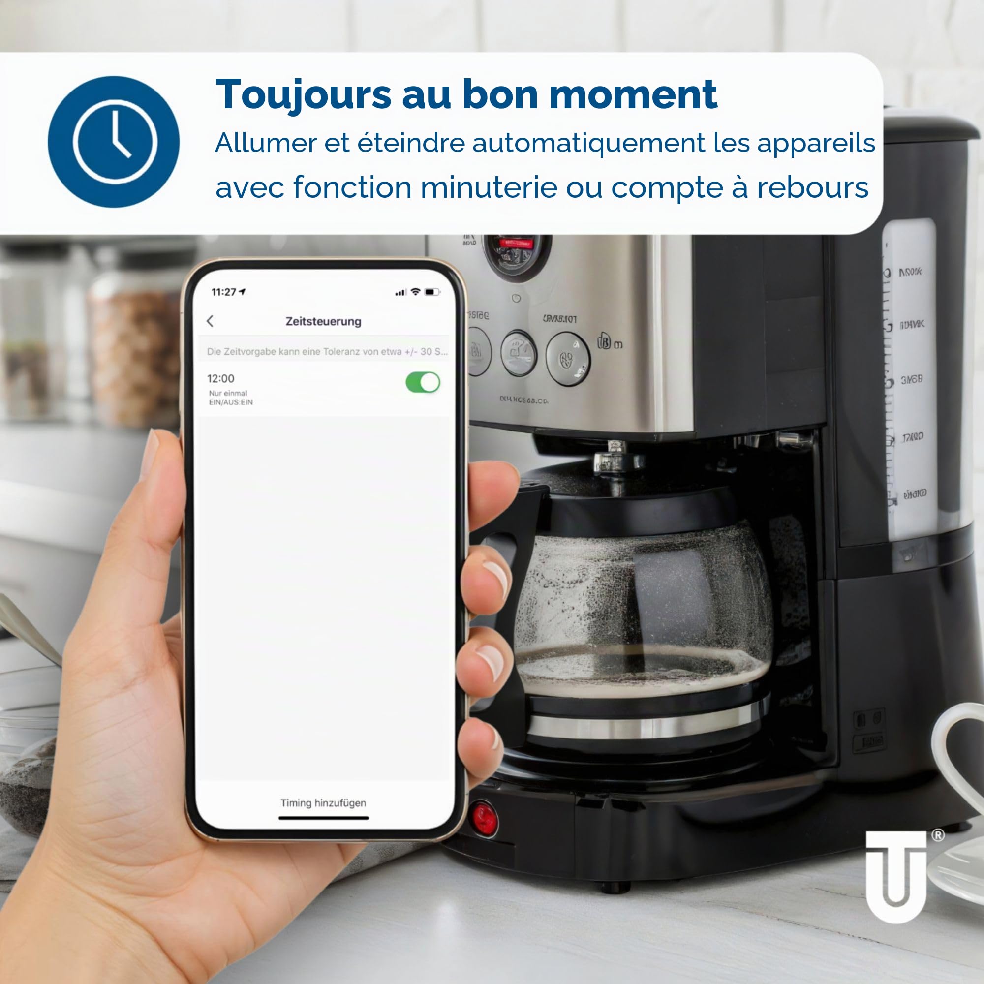 UNITEC 30798 Multiprise Wi-Fi 4 x 2 | Prise intelligente Wi-Fi avec minuterie | Mesure des coûts d'énergie | Commande vocale et application | Avec 2 sorties USB
