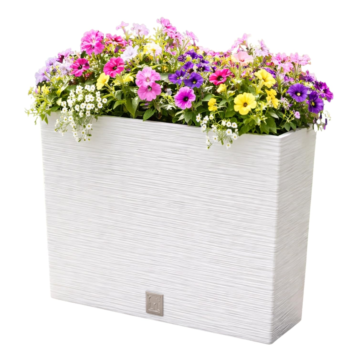 Tall Slim Flowerpot Planter Indoor Outdoor Long L58 x W18 x H49.8 Flower Box 44L Case Modern Garden Home Balcony Plastic UV Resistant (White)