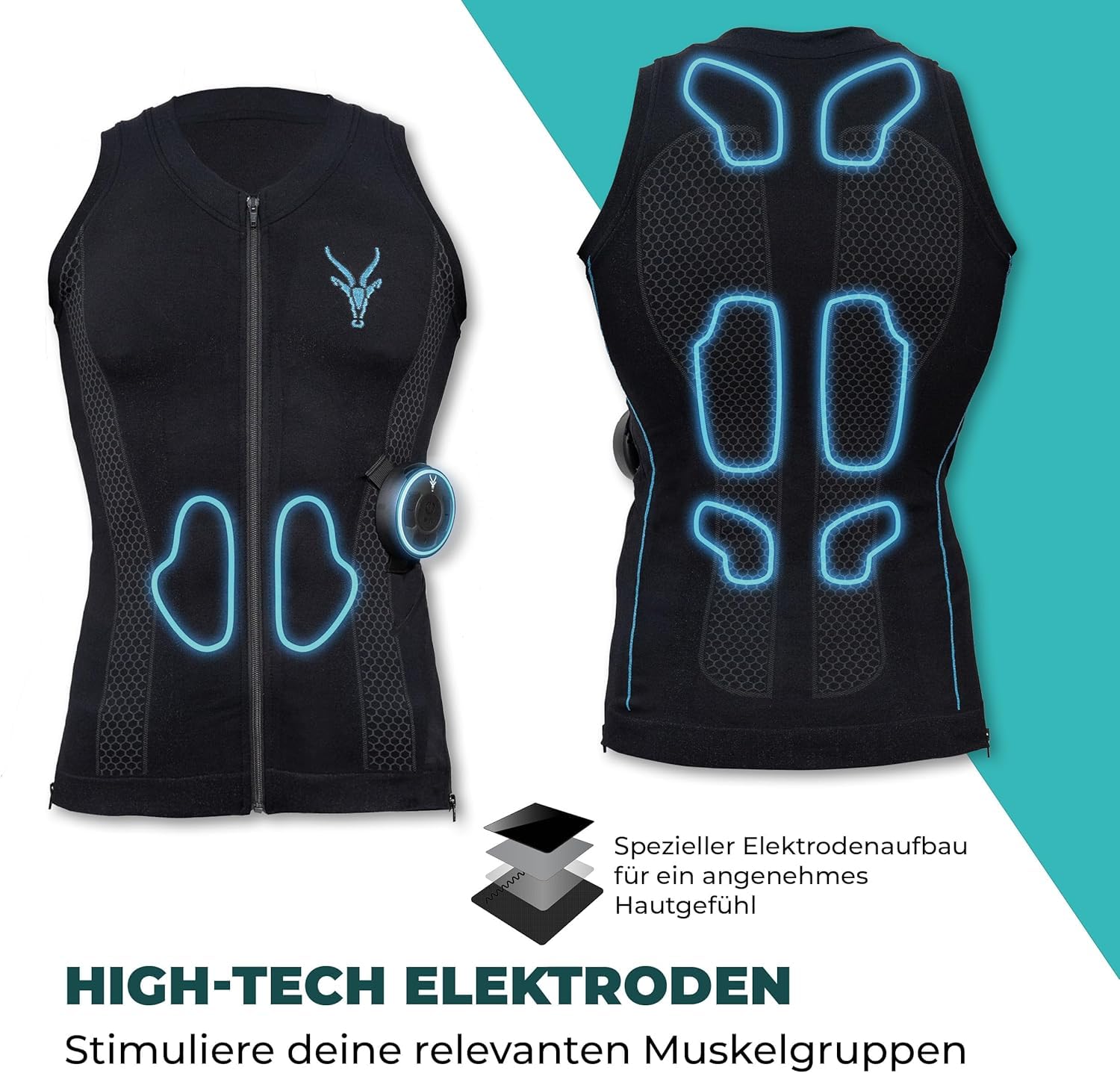 Antelope Tank Top da Uomo Evolution - Dispositivo di Allenamento EMS per Addominali e dorsali, Dispositivo di Fitness per la casa o la Palestra, favorisce la Perdita di Peso e Lo Sviluppo Muscolare