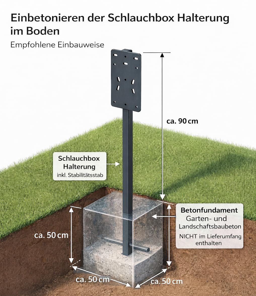 Soporte para caja de manguera y carrete de manguera, independiente y estable, compatible con Gardena, Amazon Basic y más, no requiere montaje en pared