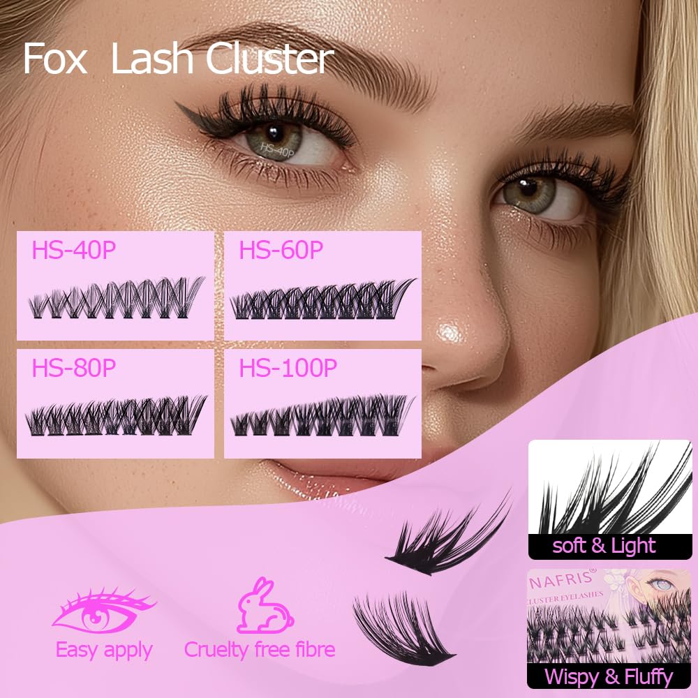 ANNAFRIS Ciglia Finte Ciuffetti Kit Naturali DIY Extension Ciglia Cluster Lashes con Pinze e Colla(HS,100P)