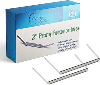 Olympx 100-Pack 2-Inch Premium Metal Prong Paper Fastener Bases - Heavy-Duty USA-Made for Secure Document Binding