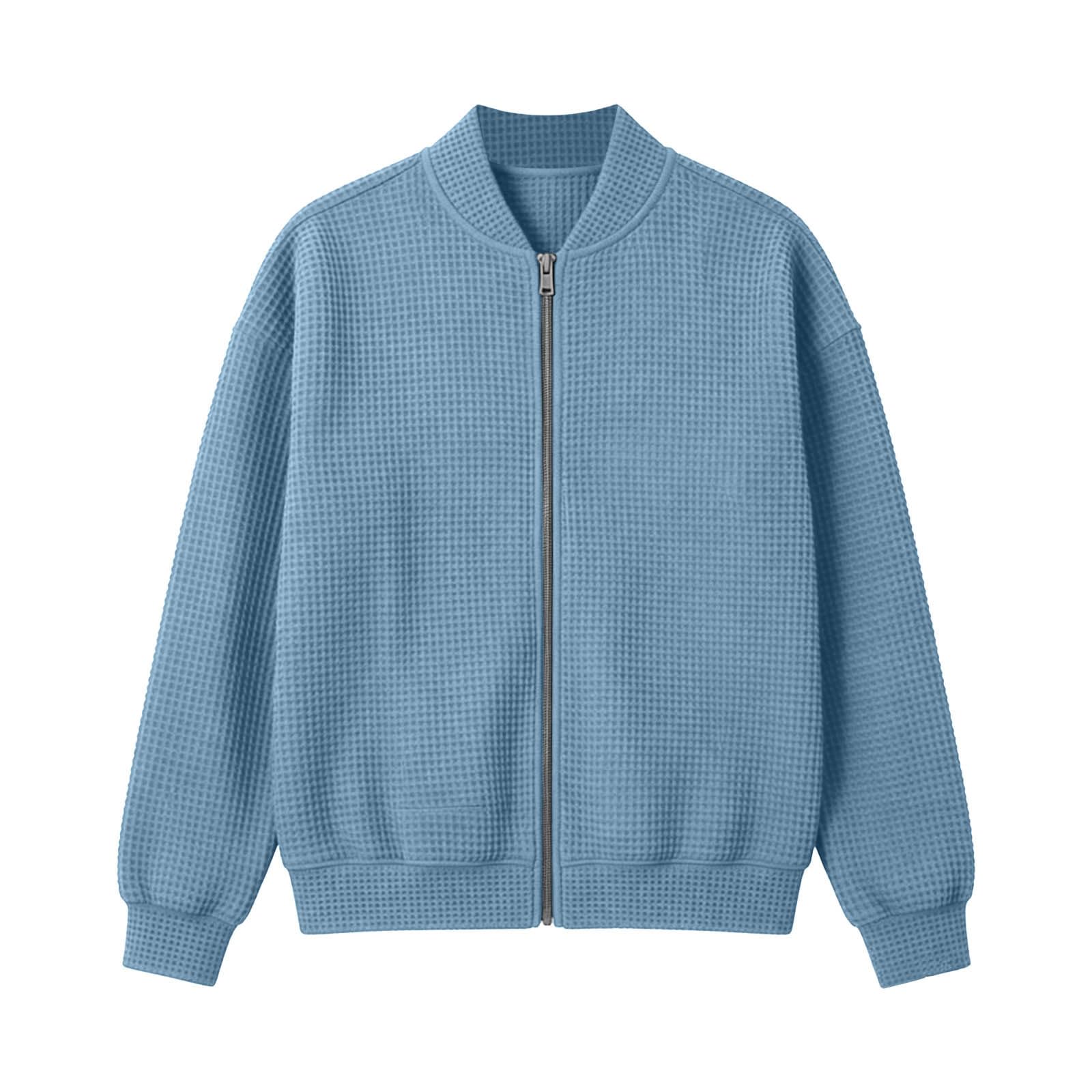Cárdigan Casual Cremallera Integral para Hombre Cuello Alto Punto Acanalado Chaqueta Sudadera Primavera Verano