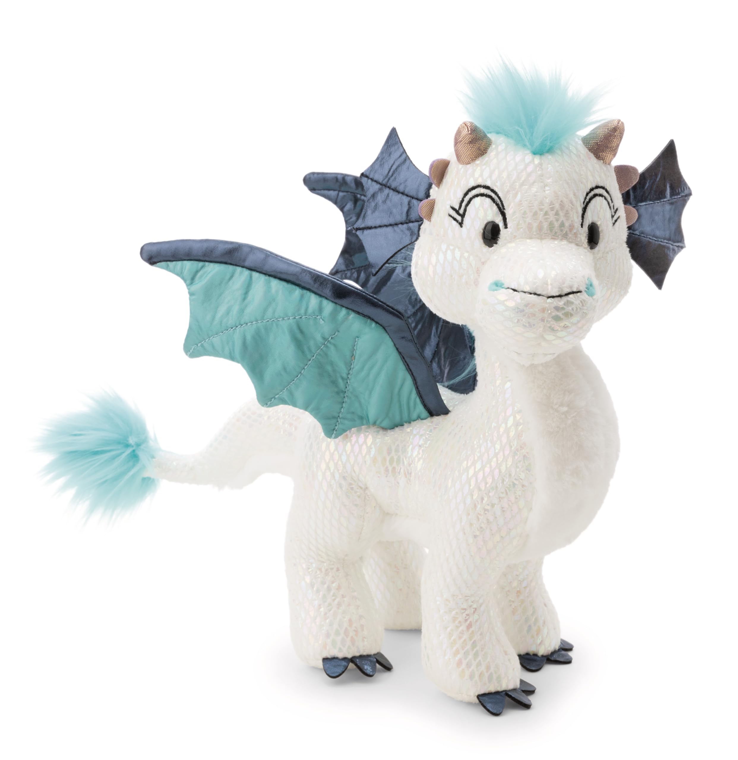NICI Cuddly Toy, Dragon Zafura, 35 cm, White, Soft Plush with Glitter Effect, Soft Stuffed Toy for Cuddling and Playing for Children and Adults – 62425
