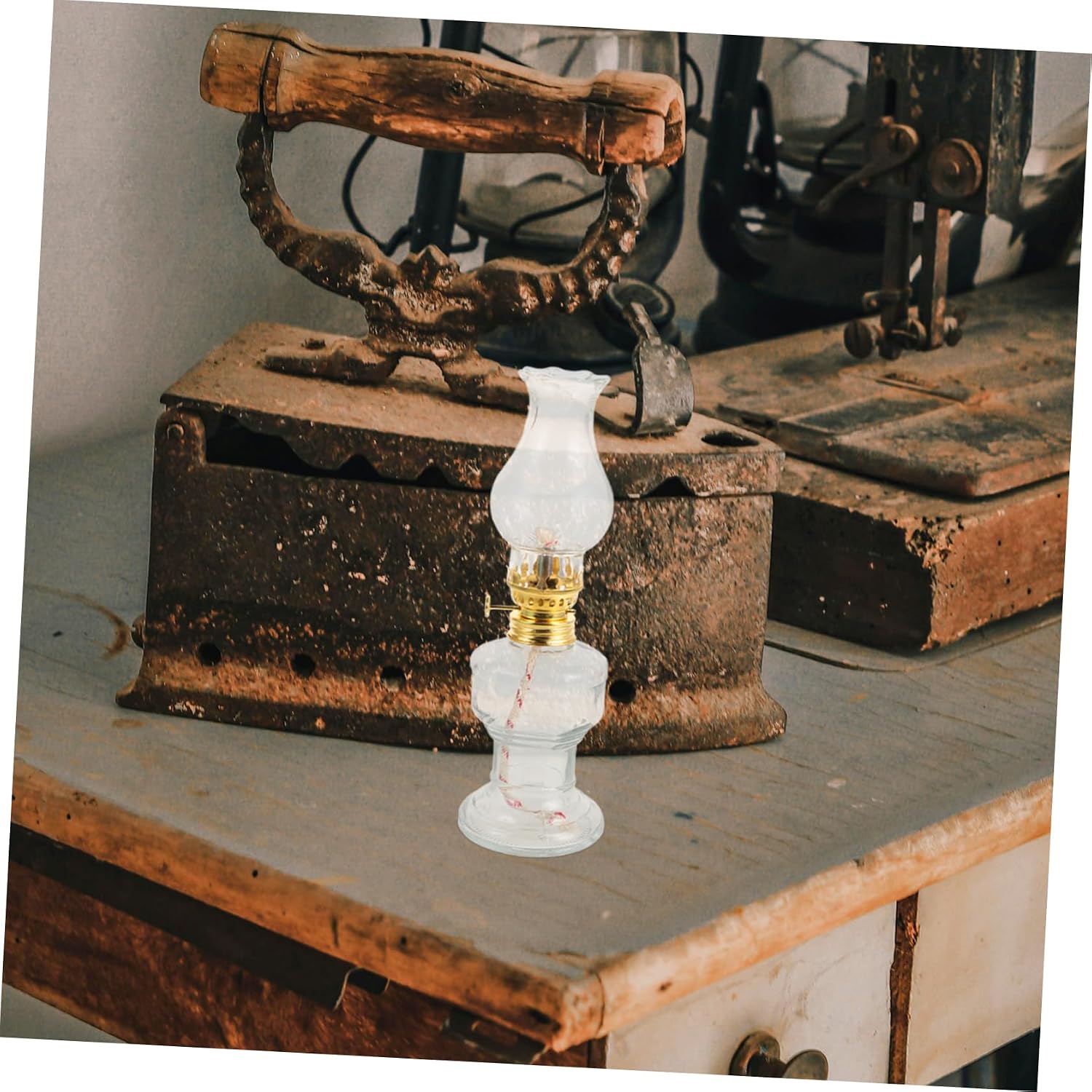 2sets Vintage Kerosene Lamp Oil Lamp Fuel Vintage Style Kerosene Oil Glass Desktop