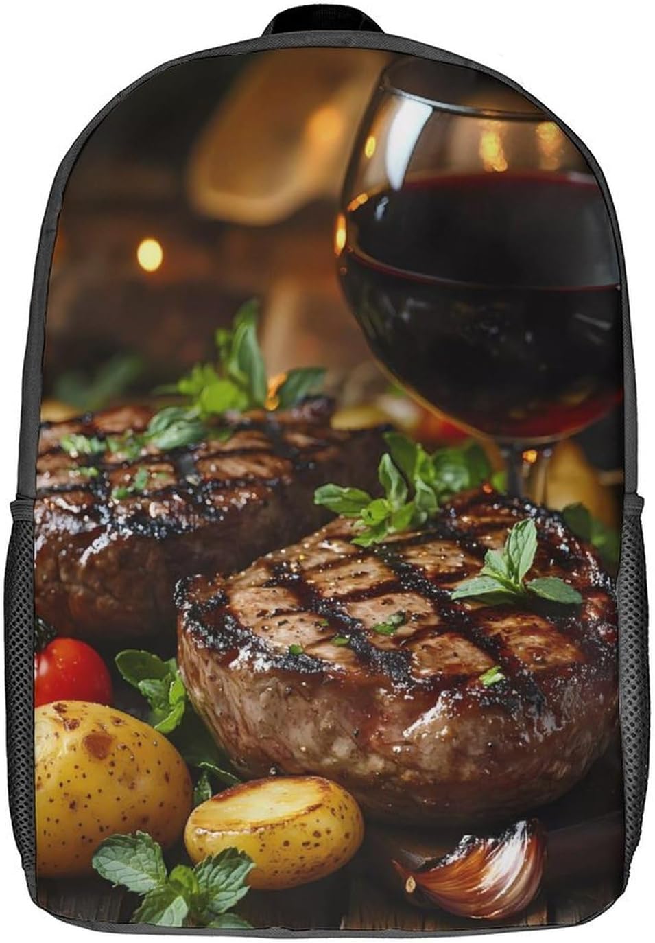 Steak Laptop Backpack for Men Women 17 Inch Shoulder Bag Travel Daypack