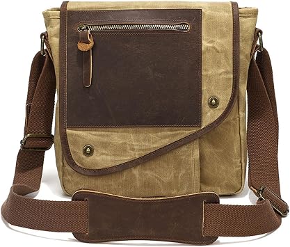 FANDARE Retro Mens Shoulder Bags Canvas man bags for men Crossbody Bag Messenger Bags for Men Women Cover Pack Work Professional Business Office Travel Satchel Bag Yellow