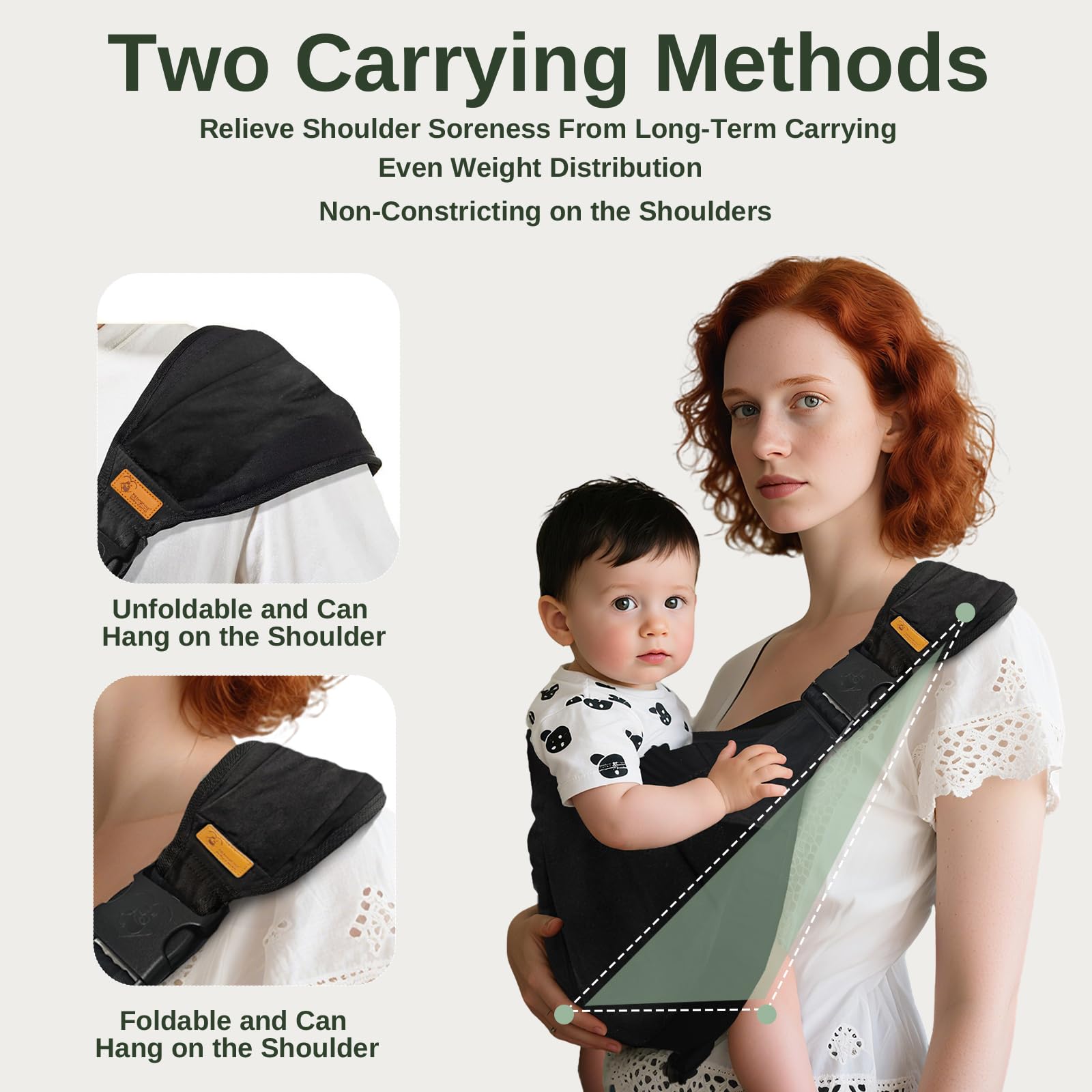 Laterale Fascia Neonato, Fascia Porta Bebe Regolabile, Fascia Neonato Ergonomico, Traspirante Marsupio Neonato 0-36 Mesi, Ergonomico Fascia