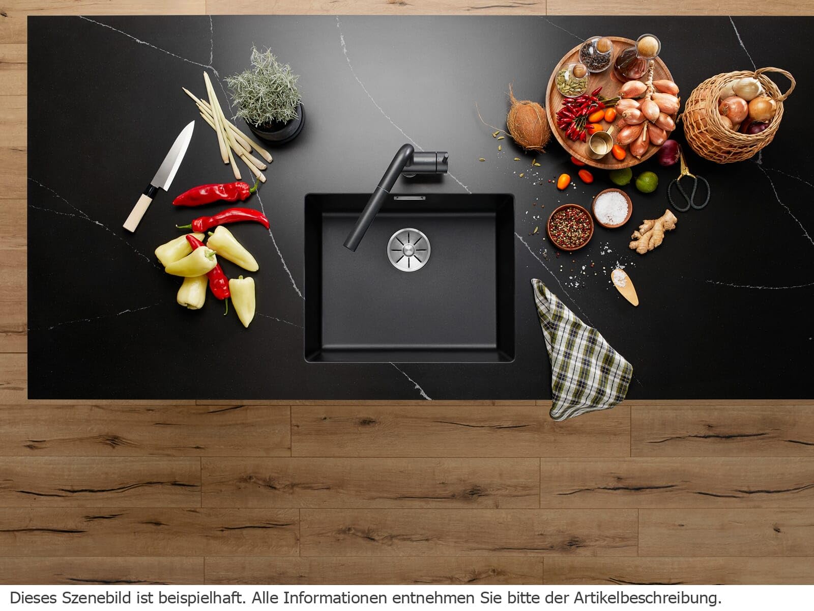 BLANCO SUBLINE 500-U Granitspüle SILGRANIT schwarz Unterbau 60 cm 53x46x20,2 cm